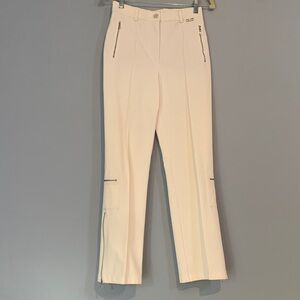 St John White Pants Size 2 Like New Cargo Silver Zippers Seams Cotton